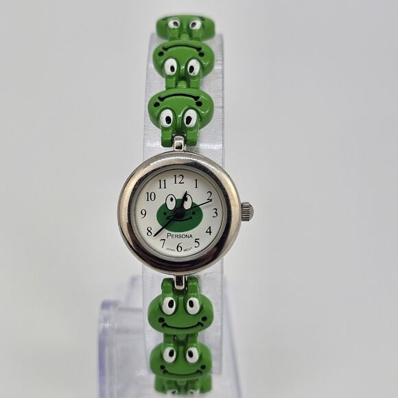 Frog Women's Watch 22MM White Dial Gray Green Bracelet Band 7" New Battery - Picture 2 of 12